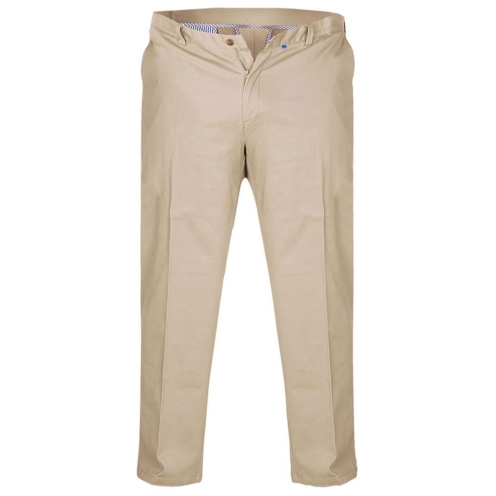 D555 BIG MANS CASUAL COTTON CHINO TROUSERS WITH COMFORT STRETCH FIT AND FLEXI-WAIST DARK STONE