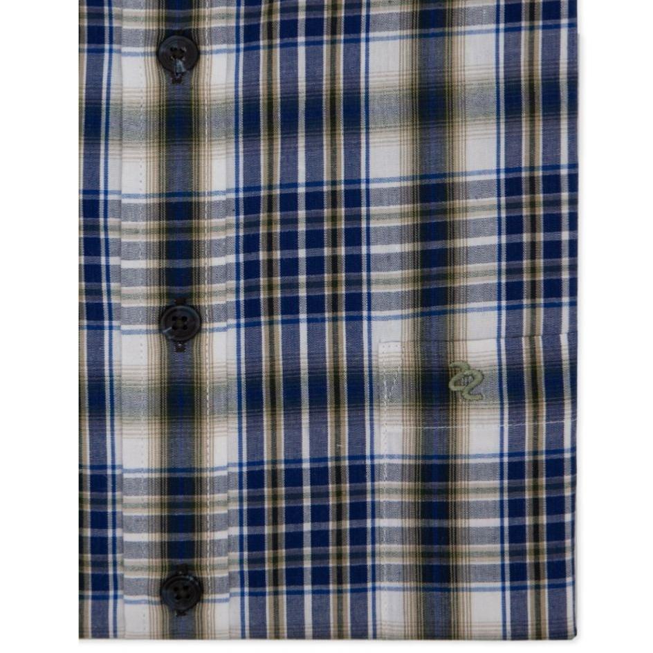 DOUBLE TWO LIFESTYLE MULTI-COLOURED CHECK SHORT SLEEVE SHIRT NAVY