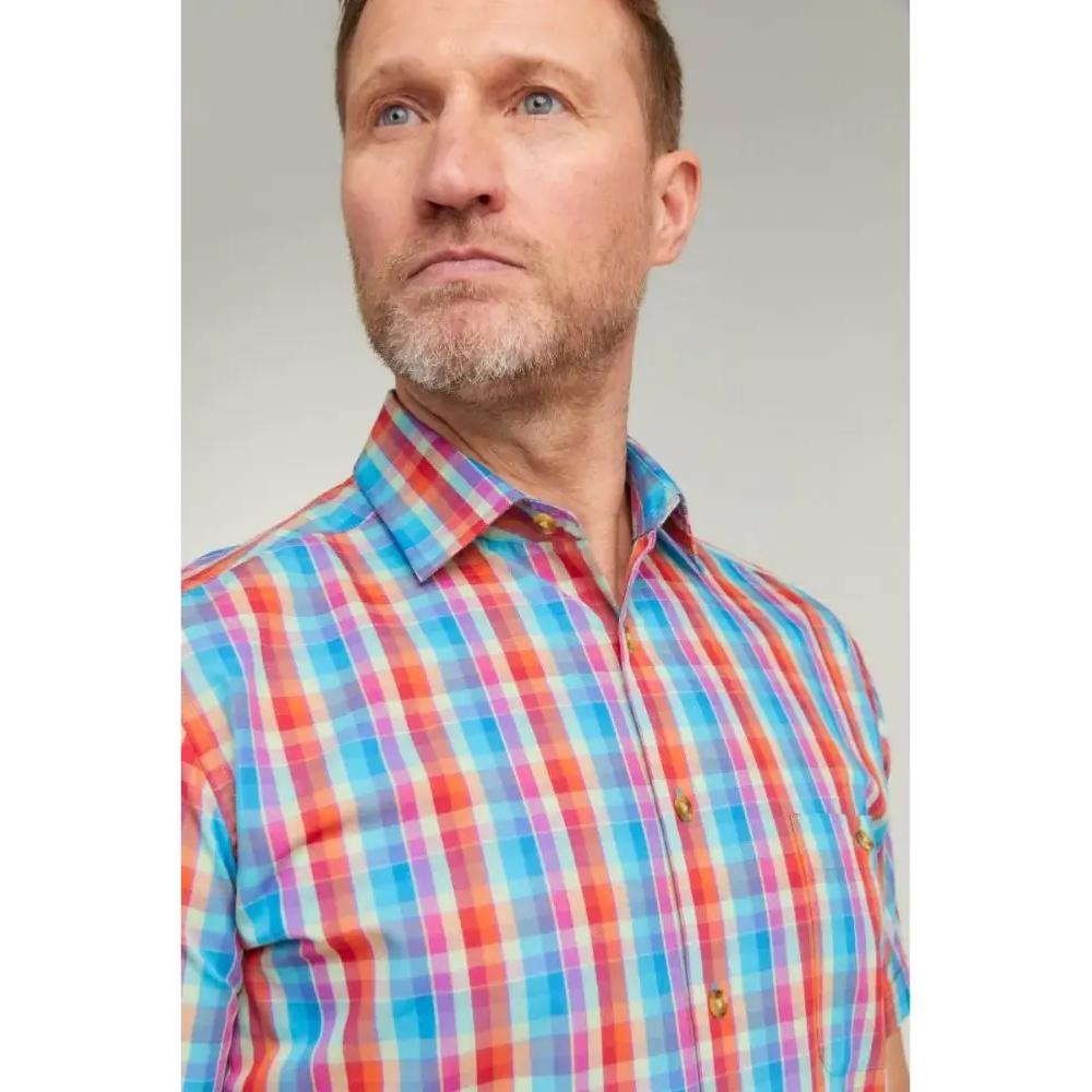 DOUBLE TWO LIFESTYLE MULTI-COLOURED CHECK SHORT SLEEVE SHIRT