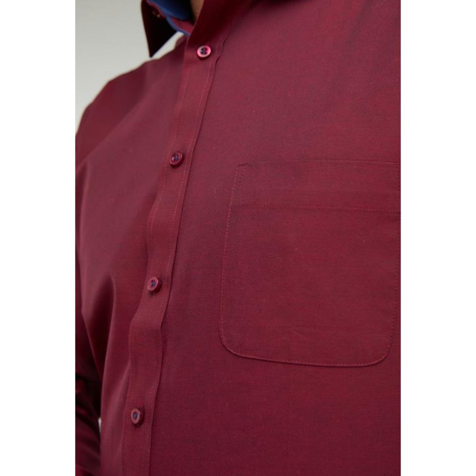 DOUBLE TWO PURE COTTON LONG SLEEVE WOVEN SHIRT RED