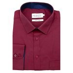 DOUBLE TWO PURE COTTON LONG SLEEVE WOVEN SHIRT RED