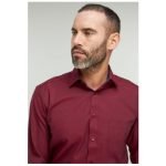 DOUBLE TWO PURE COTTON LONG SLEEVE WOVEN SHIRT RED