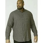 D555 TAYLOR LONG SLEEVE BRUSHED COTTON WINDOWPANE CHECK SHIRT OLIVE