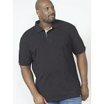 D555 GRANT KINGSIZE COTTON PIQUE POLO WITH POCKET BLACK