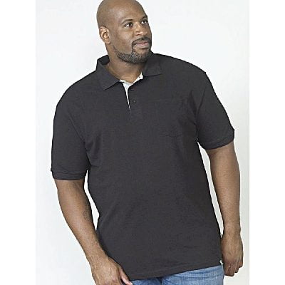 D555 GRANT KINGSIZE COTTON PIQUE POLO WITH POCKET BLACK