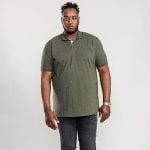 D555 GRANT KINGSIZE COTTON PIQUE POLO WITH POCKET KHAKI MARL