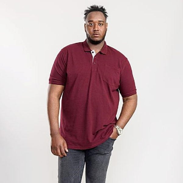 D555 GRANT KINGSIZE COTTON PIQUE POLO WITH POCKET MAROON