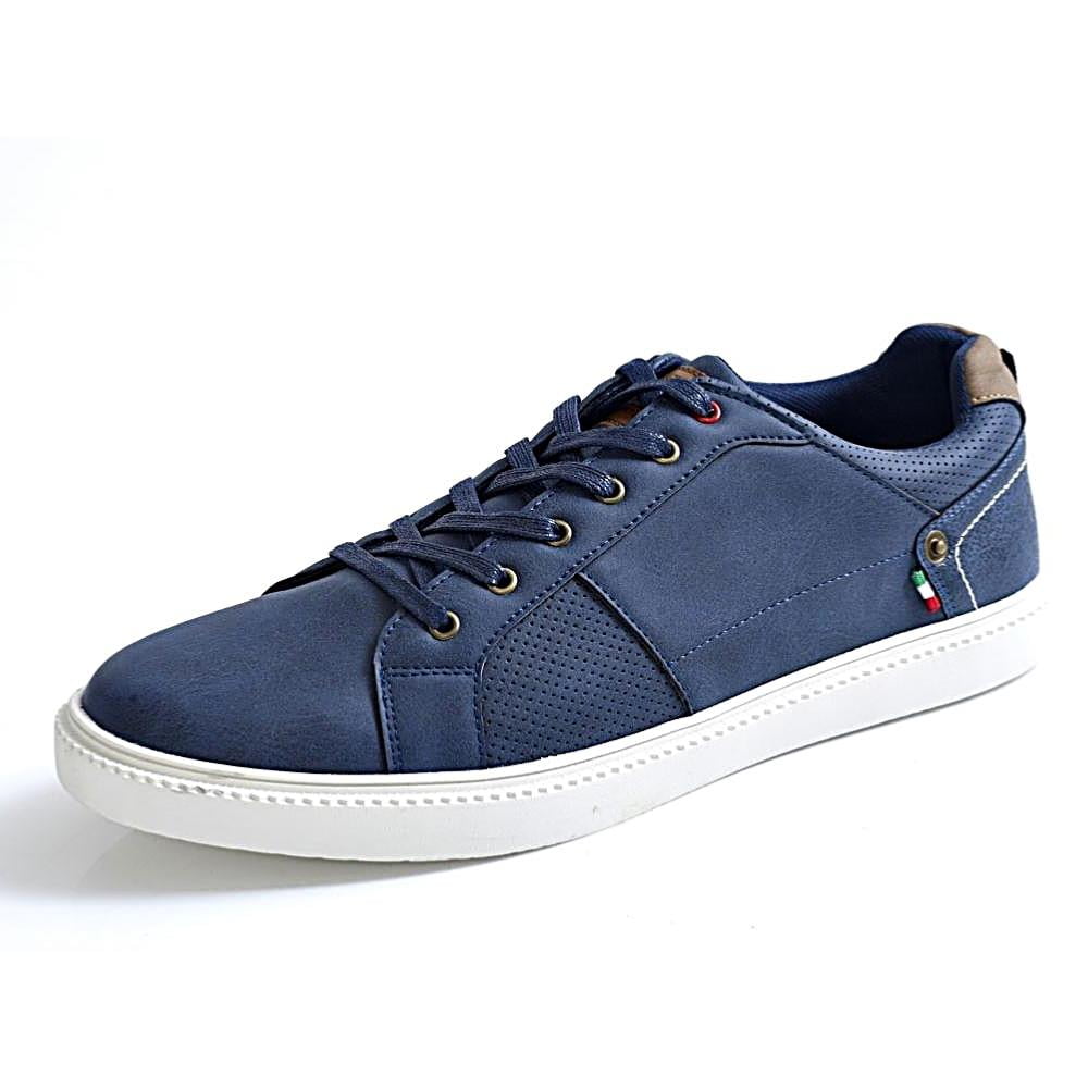 D555 VERMONT LACE UP SOFT PUMP TRAINER SHOES WITH PERFORATED TRIMS NAVY