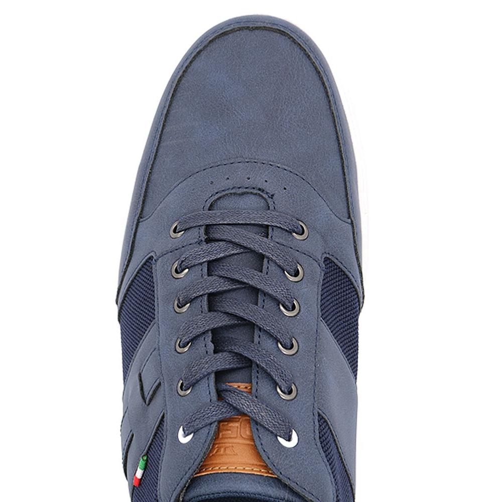 D555 KARIO KING SIZE MENS TRAINER SHOES WITH CANVAS PANELS NAVY