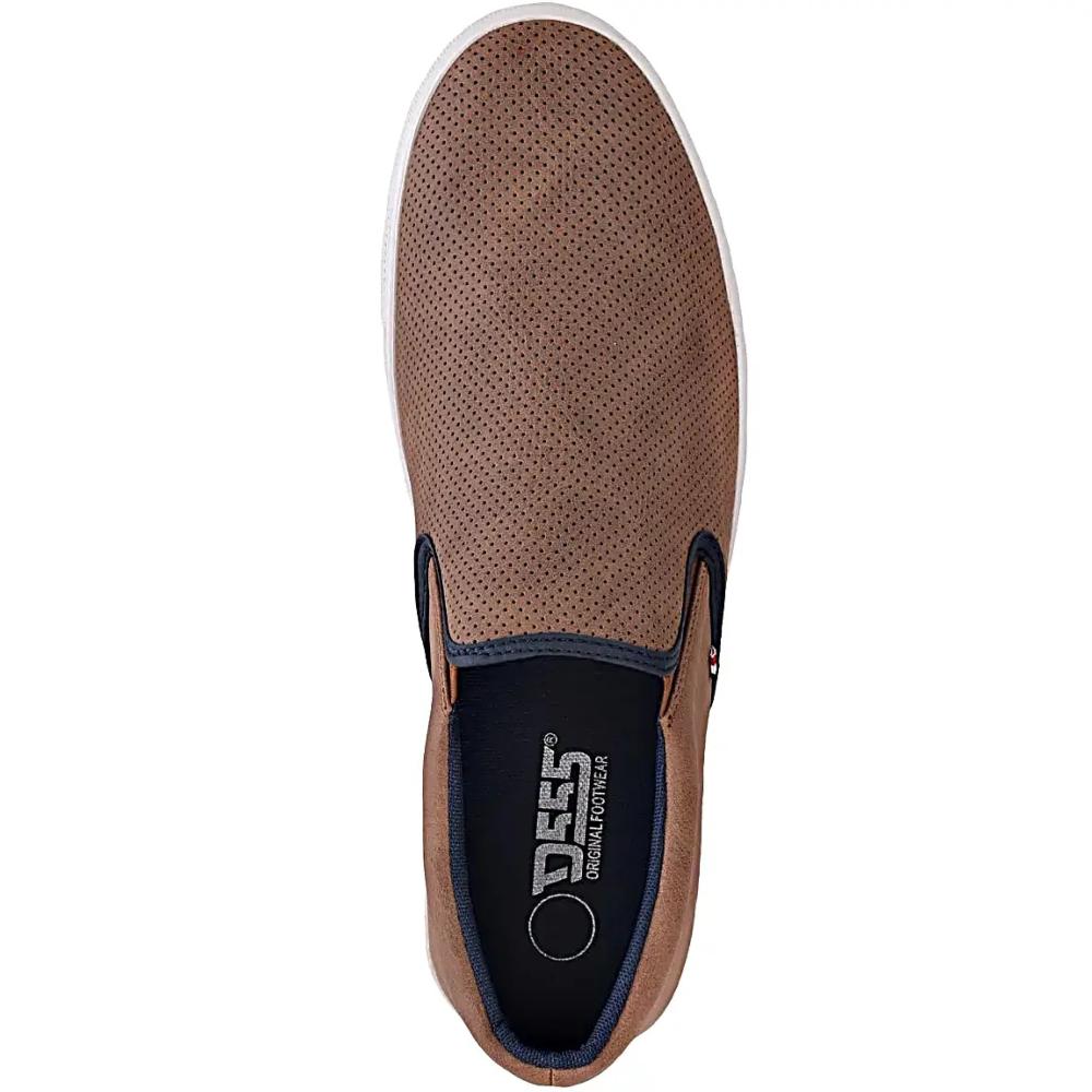 D555 Blair Kingsize Mens Slip On Shoes With Perforated Top and Contrast Binding BROWN