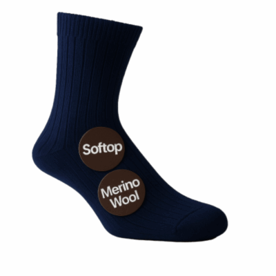 HJ HALL Extra Large Original Soft Top Wool Sock Navy HJ90