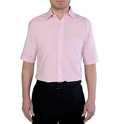 DOUBLE TWO NON-IRON COTTON RICH SHORT SLEEVE SHIRT PINK