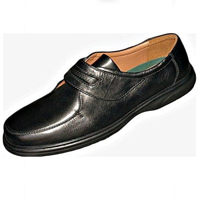ROAMERS Wide Fit Velcro fastening Leather Shoe Black M404A