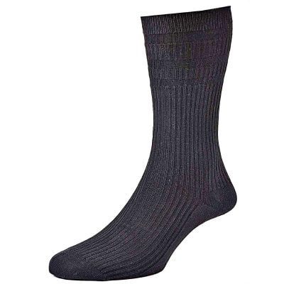 HJ HALL Large Mens Soft Top Cotton Socks Black HJ91