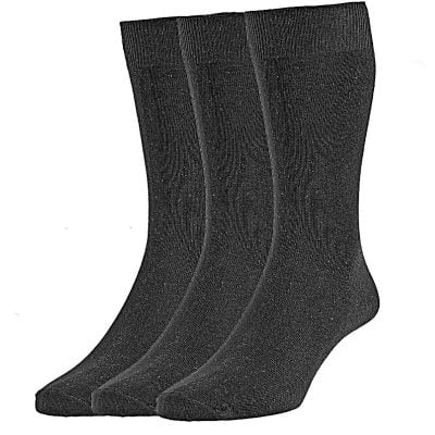 HJ HALL 3 PACK EXTRA LARGE COTTON RICH PLAIN KNIT SOCKS BLACK
