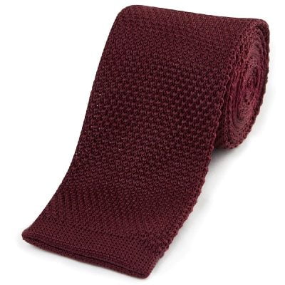 SKOPES EXTRA LONG KNITTED TIE AND POCKET SQUARE SET WINE
