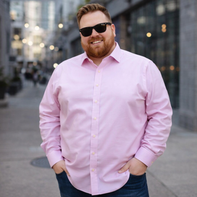 DOUBLE TWO NON-IRON COTTON RICH LONG SLEEVE SHIRT PINK