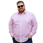 DOUBLE TWO NON-IRON COTTON RICH LONG SLEEVE SHIRT PINK
