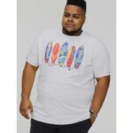 D555 Bridgford Surf Board Print Big Tee White