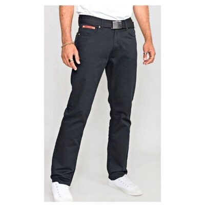 DUKE LONDON MARIO WASHED CASUAL BEDFORD CORD JEANS BLACK