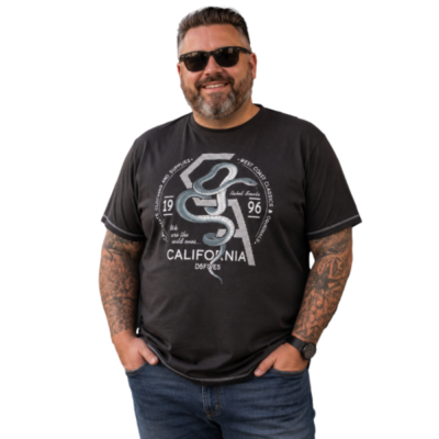 D555 Cortex Big Mans California Snake Print Tee Black