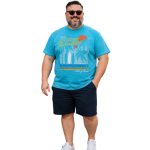 D555 AARON SURFERS PARADISE PRINTED CREW NECK TEE SHIRT TURQUOISE