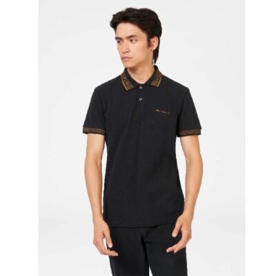BEN SHERMAN COLLAR INTEREST POLO BLACK