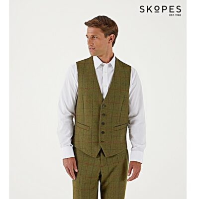 Discover the OSWIN Skopes Wool Blend Herringbone Waistcoat