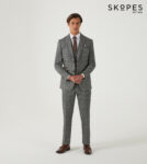 ROWAN – SKOPES WOOL BLEND HERRINGBONE JACKET WITH OVER CHECK BROWN