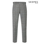 ROWAN – SKOPES WOOL BLEND HERRINGBONE TROUSERS WITH OVER CHECK BROWN