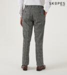 ROWAN – SKOPES WOOL BLEND HERRINGBONE TROUSERS WITH OVER CHECK BROWN