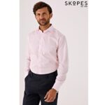 SKOPES TAILORED FIT PINK DOBBY COTTON FORMAL SHIRT