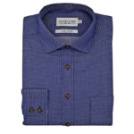 DOUBLE TWO PURE COTTON SPOTTED FORMAL LONG SLEEVE SHIRT BLUE