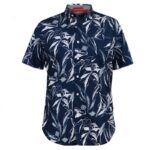 D555 Finley Mans Cotton Short Sleeve Hawaiian Shirt Navy