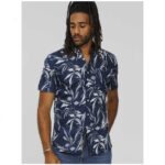 D555 Finley Mans Cotton Short Sleeve Hawaiian Shirt Navy