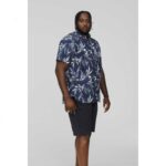 D555 Finley Mans Cotton Short Sleeve Hawaiian Shirt Navy