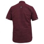 D555 DUNSTABLE SHORT SLEEVE MICRO ALL OVER PRINT SHIRT WITH HIDDEN BUTTON DOWN COLLAR BURGUNDY