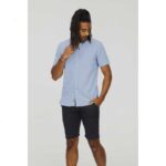 D555 HAZELWOOD LINEN MIX SHORT SLEEVE SHIRT BLUE