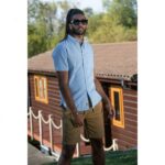 D555 HAZELWOOD LINEN MIX SHORT SLEEVE SHIRT BLUE
