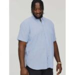 D555 HAZELWOOD LINEN MIX SHORT SLEEVE SHIRT BLUE