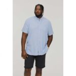 D555 HAZELWOOD LINEN MIX SHORT SLEEVE SHIRT BLUE