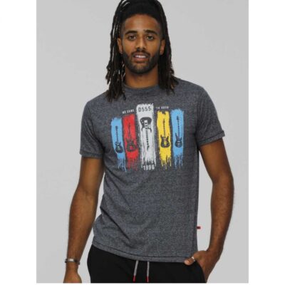 D555 COLBACK GUITAR PRINT CREW NECK T-SHIRT NAVY TWIST