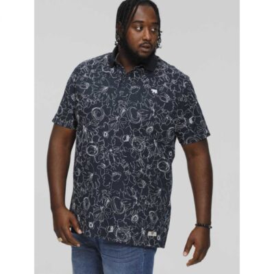 D555 ROLAND ABSTRACT PRINTED PIQUE POLO NAVY