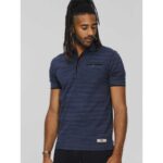 D555 FOXLEY PIQUE RENO POLO WITH RIBBED COLLAR AND CUFFS NAVY