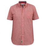 D555 HAZELWOOD LINEN MIX SHORT SLEEVE SHIRT SALMON