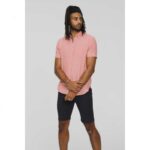 D555 HAZELWOOD LINEN MIX SHORT SLEEVE SHIRT SALMON