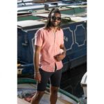 D555 HAZELWOOD LINEN MIX SHORT SLEEVE SHIRT SALMON