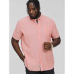 D555 HAZELWOOD LINEN MIX SHORT SLEEVE SHIRT SALMON