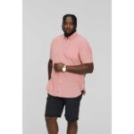 D555 HAZELWOOD LINEN MIX SHORT SLEEVE SHIRT SALMON