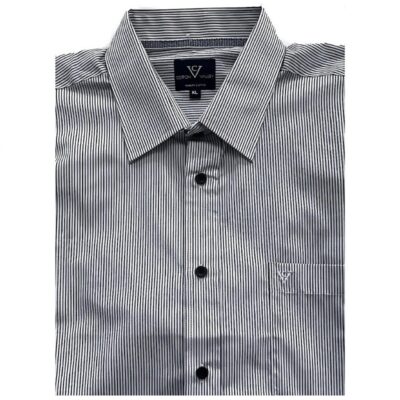COTTON VALLEY SHORT SLEEVE FINE STRIPE SHIRT BLACK/WHITE